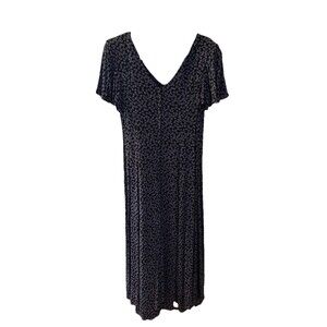 Vintage 90s CNC Blue Floral Sundress With Shoulder Pads V-Neck Size 8